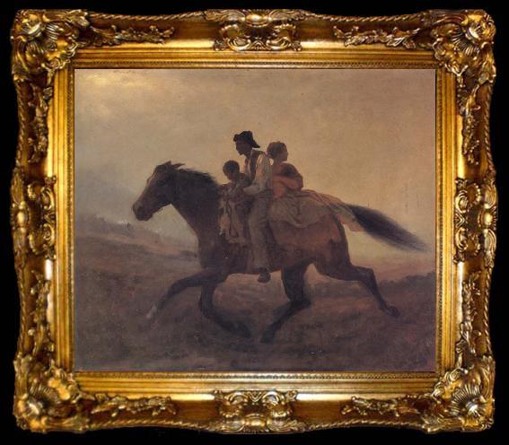 framed  Eastman Johnson A Ride for Liberty-The Fugitive Slaves, ta009-2